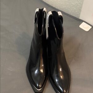 Chic Black Ankle Booties with Silver Accents